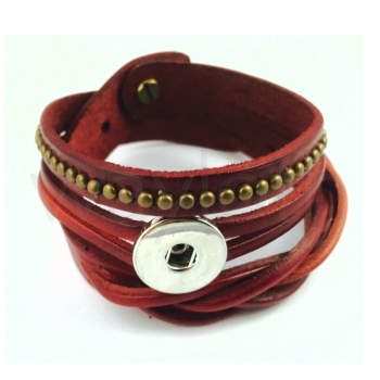 Snap Button Armband Leder